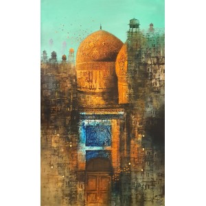 A. Q. Arif, 25 x 42 Inch, Oil on Canvas, Cityscape Painting, AC-AQ-495